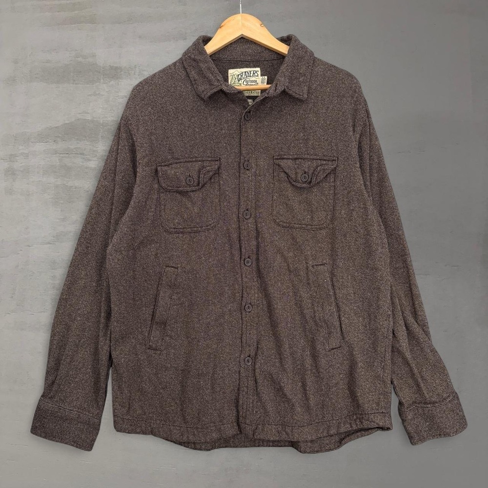 Grayers Outdoor Garments Collared Shirt Jacket Brown Textured Cotton Utility XL